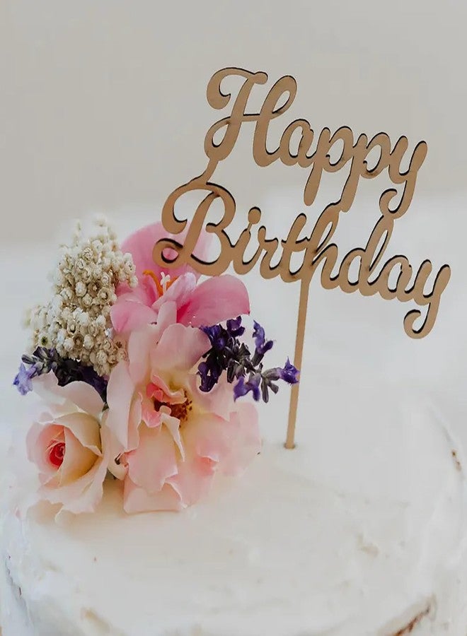 Cliths Wooden Happy Birthday Cake Topper, Cake Decoration, Smooth Finish, Reusable Party Decor Cake Topper for Birthday Celebrations - Perfect for Adults, Friends, Family - Image 3